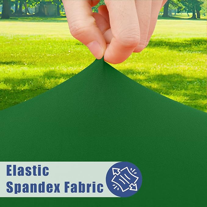 Round Spandex Tablecloth 2 Pack, Elastic Fitted Waterproof Tablecloths for 57"-68" Tables, Stretch Washable Picnic Table Cover for Camping, Dining, Indoor and Outdoor, Emerald Green