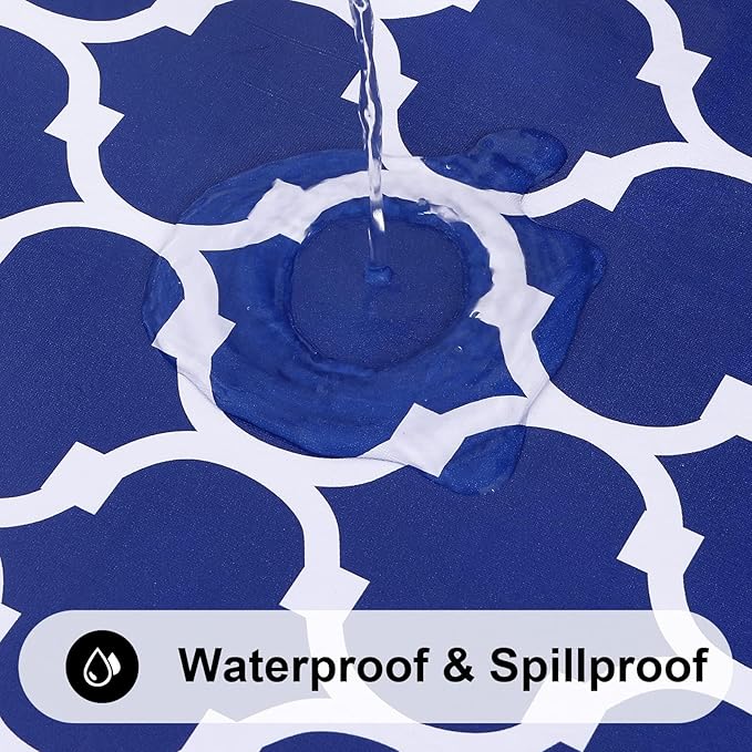 Smiry Rectangle Table Cloth Cover, Waterproof Vinyl Tablecloth with Flannel Backing for Rectangle Tables, Wipeable Spillproof Plastic Tablecloths for Dining, Camping and Indoor (60"x84", Navy)