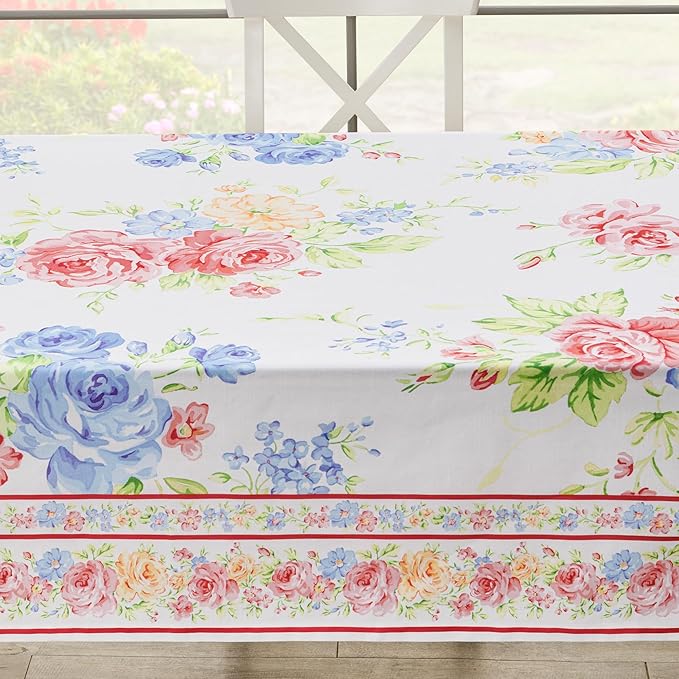 Maison d' Hermine Table Cloth Square Table 100% Cotton 54 x 54 Inches Tablecloth Reusable Decorative for Dining Room Farmhouse Home Valentines Day Decorations Spring Summer - Vintage Floral