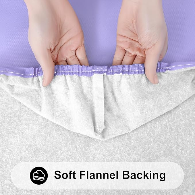 Smiry Rectangle Tablecloth, Elastic Fitted Flannel Backed Vinyl Tablecloths for 8ft Folding Tables, Waterproof Wipeable Table Covers for Indoor, Outdoor, Picnic and Camping (Lavender, 30"x96")