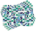 Ambesonne Mid Century Place Mats Set of 4, Geometric Modern Art Design in The Sixties Pop Art Shapes Pattern, Washable Fabric Placemats for Dining Table, Standard Size, Green Black