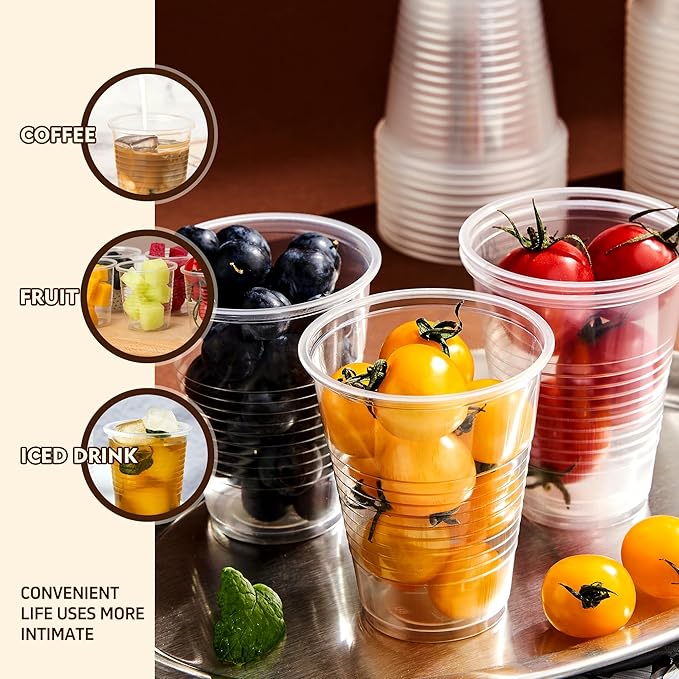 YEEHAW 9 oz Plastic Cups, 80 Pack - Clear Disposable Drinking Water Cups for Cold Beverages, Ideal for Party