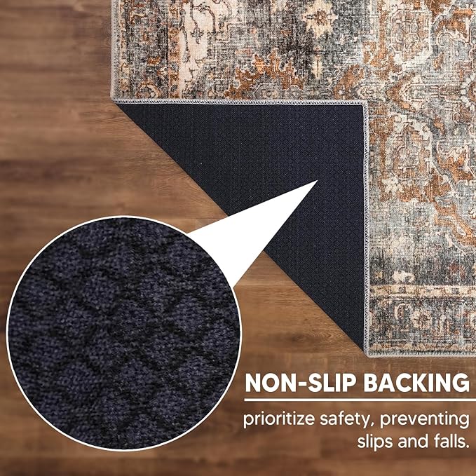 Keen Home Design 2x3 Rug - Machine Washable Entry Rug with Non-Slip Backing, Ideal for Enteryway, Kitchen, Bathroom, Laundry Room - Vintage, Easy Clean, Durable, Low Pile Rug - (2' x 3')