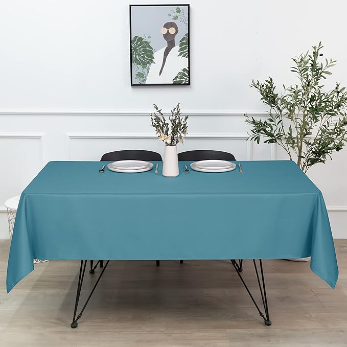 sancua Rectangle Tablecloth - 54 x 78 Inch - Stain and Wrinkle Resistant Washable Polyester Table Cloth, Decorative Fabric Table Cover for Dining Tables, Buffet Parties and Camping, Teal