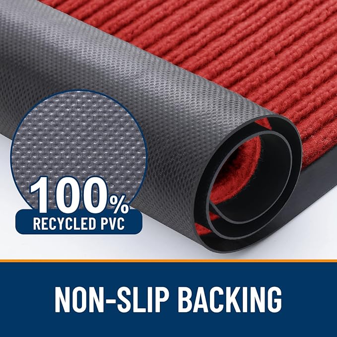 OLANLY Front Door Mat Indoor Outdoor Entrance, Waterproof Heavy Duty Doormat, Fade Resistant, Low Profile, Easy Clean Patio Porch Welcome Floor Mats for Entry, 59x20, Red