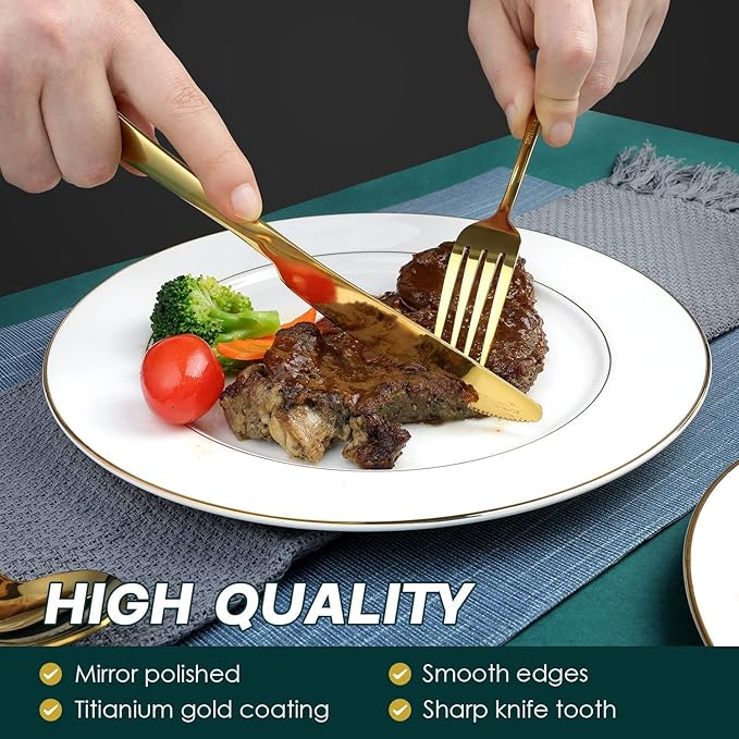 Vintage Colorful Silverware Flatware Set for 8, European Classic Style 32 Pieces Stainless Steel Tableware Cutlery Set,Fine Kitchen Utensils for Wedding Restaurant Hotel Christmas