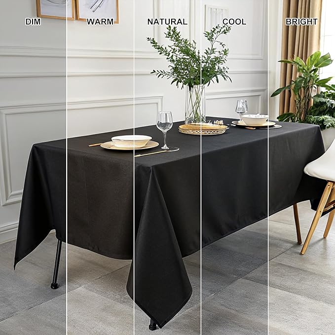 Smiry Rectangle Table Cloth, Waterproof Anti-Scratch Polyester Tablecloth, Decorative Washable Fabric Table Cover for Dining, Buffet, Parties and Outdoor, 60x102, Black