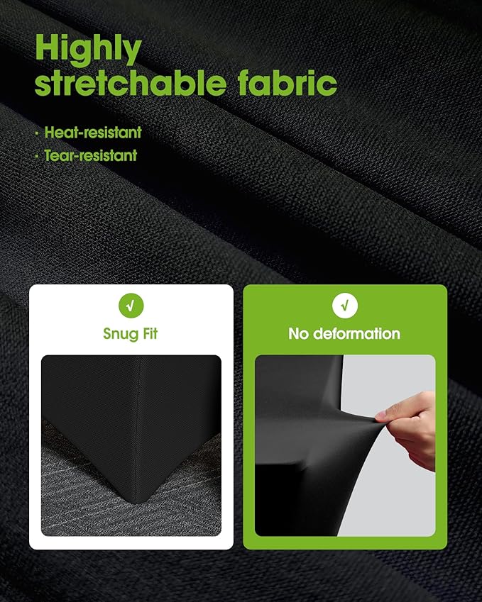 Pureegg Spandex Tablecloth 6ft - 10 Pack, Fitted and Tight Cloth for Rectangle Table, Wrinkle-Free and Stretch Table Cover for Party, Wedding, Banquet and Birthday, Black