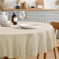 JIUZHEN Round Textured Table Cloth Linen Wrinkle Free Stain Resistant Farmhouse Decorative Circular Tablecloth for Kitchen, Dining, Party, Wedding, Outdoor Use (50 Inch Round,Beige)