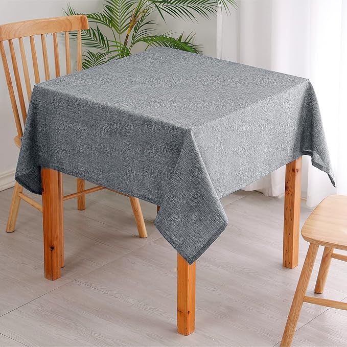 Hiasan Faux Linen Rectangle Tablecloth - Wrinkle and Stain Resistant Washable Table Cloth for Kitchen Dining Room Holiday Table Cover for Party Dinner, Grey, 54 x 120 Inch