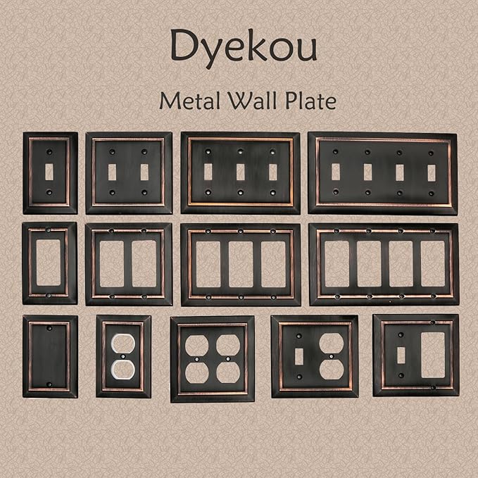 Metal Wall Plate for Electrical Outlets, Decorative Aged Bronze Switch Plates Outlet Cover, Light Switch Cover Plate, 2-Gang Wall Plates (Double Toggle, 2 Pack)
