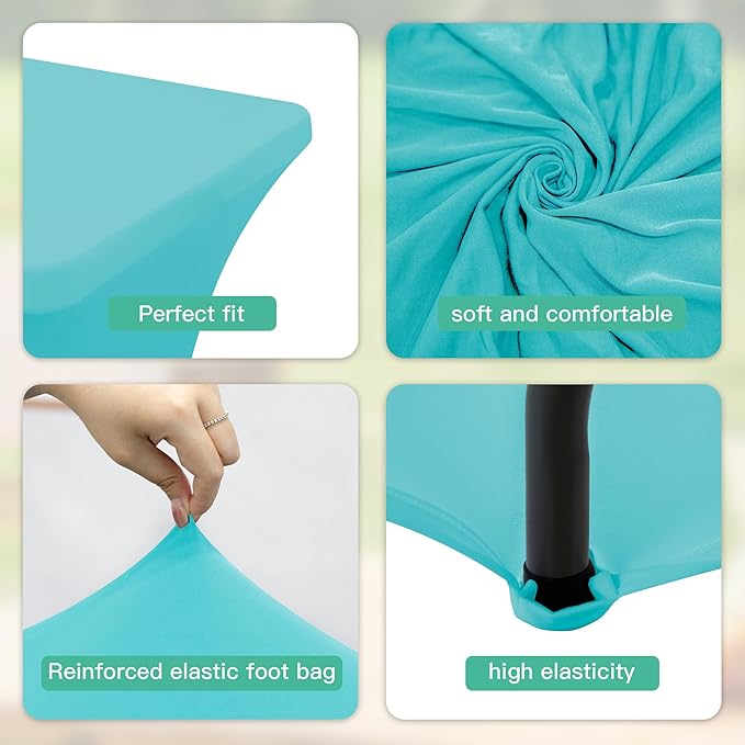 6FT Table Cloth for Rectangular Fitted Events Stretch Sky Blue Table Covers Washable Spandex Tablecloth Protector for Party, Wedding, Cocktail, Banquet, Festival
