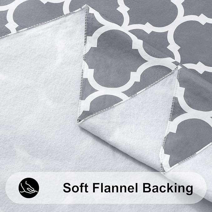 Smiry Rectangle Table Cloth, Waterproof Vinyl Tablecloths with Flannel Backing for Rectangle Tables, Wipeable Spillproof Plastic Tablecloth for Dining, Camping, Indoor and Outdoor (54"x108", Grey)