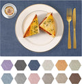 Faux Leather Placemats Set of 8 Washable PU Table mats for Kitchen Table - Heat Resistant, Waterproof, Easy Clean, Anti Slip 11.8" x 17" (Dark Blue-8 Pack)