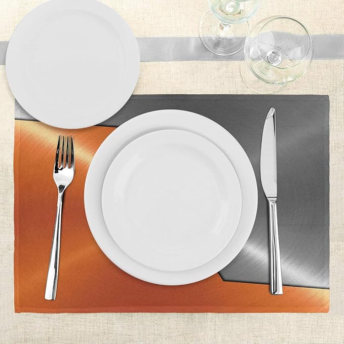 Ambesonne Orange and Grey Place Mats Set of 4, 3D Style Machinery Structure Image Detailed Vivid Modern Contrast Colors, Washable Fabric Placemats for Dining Table, Standard Size, Orange Grey