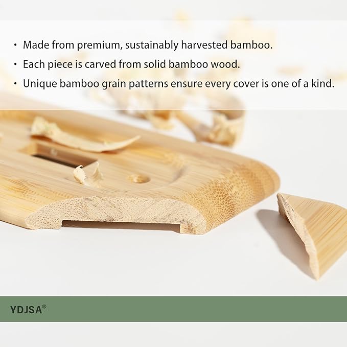 Triple Switch Plate Cover Solid Bamboo Wood for Rocker Light Switches Natural Stylish
