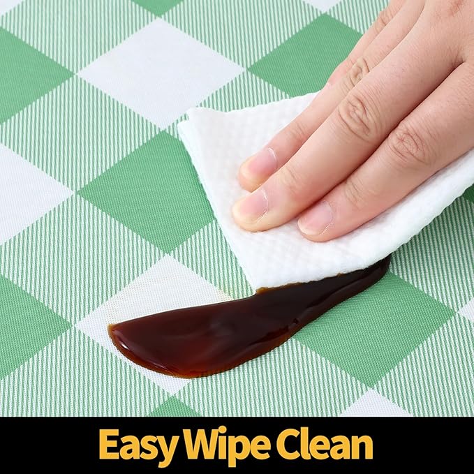 Smiry Rectangle Picnic Table Cloth, Elastic Waterproof Fitted Vinyl Tablecloths, Flannel Backed Buffalo Plaid Table Covers for Dining, Camping, Outdoor (Sage Green and White, 24" x 48")