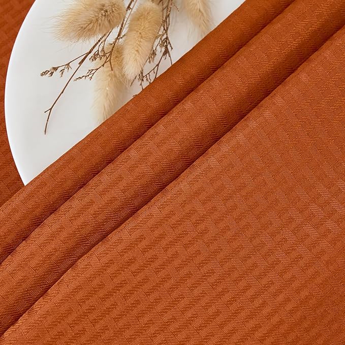 maxmill Weaved Texture Square Tablecloth Stain Resistant Waterproof Wrinkle Resistant Washable Soft Fall Table Cloth, Decoration for Fall Harvest Fabric Cover for Dining Room, 52 x 52 Inch, Rust