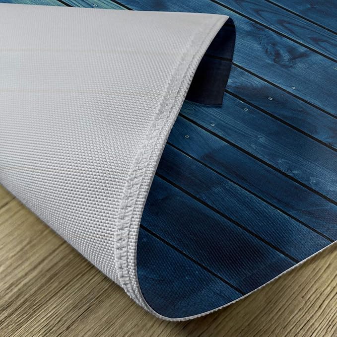 Ambesonne Dark Blue Place Mats Set of 4, Wooden Planks Texture Image Board Floor Wall Lumber Rustic Country Life, Washable Fabric Placemats for Dining Room Kitchen Table Decor, Pale Blue Dark Blue