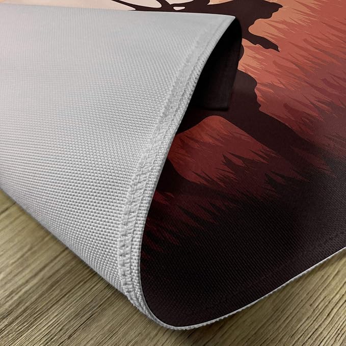 Ambesonne Moose Place Mats Set of 4, Antlers in Wild Alaska Forest Rusty Abstract Landscape Design Deer Theme Woods, Washable Fabric Placemats for Dining Table, Standard Size, Peach Brown