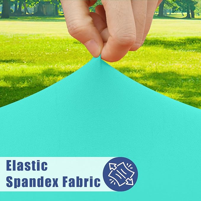 Round Spandex Tablecloth, Elastic Fitted Waterproof Tablecloths for 31"-35" Tables, Stretch Washable Picnic Table Cover for Camping, Dining, Indoor and Outdoor,Aqua Blue
