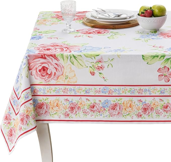 Maison d' Hermine Table Cloth Square Table 100% Cotton 54 x 54 Inches Tablecloth Reusable Decorative for Dining Room Farmhouse Home Valentines Day Decorations Spring Summer - Vintage Floral
