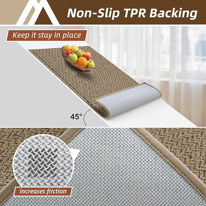 COSY HOMEER Kitchen Rugs 20"x32" Non-Slip Kitchen Mats for Floor Absorbent Stain Resistant Kitchen Floor Mat Machine Washable Rugs for Kitchen,Hallway,Sink,Taupe