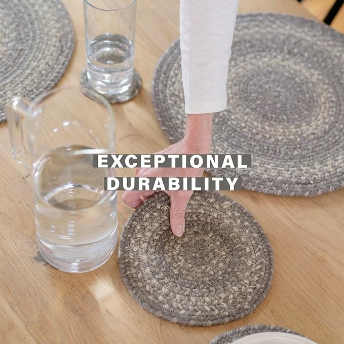 Homespice Grey Cloud Jute Braided Rope Coasters 4", Warm Lodge and Cabin Decor, Set of 6, Multicolor - Durable, Absorbs Moisture, Easy to Clean and Protects Furniture