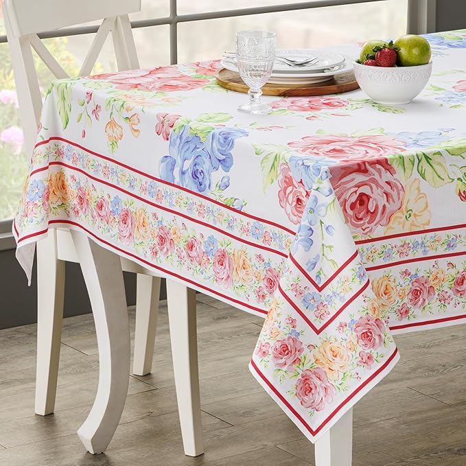 Maison d' Hermine Table Cloth Rectangle Table 100% Cotton 70 x 90 Inches Tablecloth Reusable Decorative for Dining Room Farmhouse Home Valentines Day Decorations Spring Summer - Vintage Floral