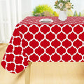 Smiry Rectangle Table Cloth, Waterproof Vinyl Tablecloth with Flannel Backing for Rectangle Tables, Wipeable Spillproof Plastic Tablecloths for Dining, Camping, Indoor and Outdoor (60"x102", Red)