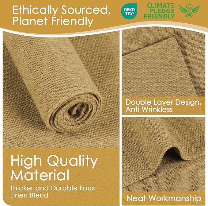 MANSPHIL Gold Fabric Placemats Set of 6 Faux Linen Table Mats Thick Cloth Place Mats Heat Resistant Double Layer Wrinkle Free Dining Kitchen Table Decor - 13x19 Inch Oeko Tex Placemat