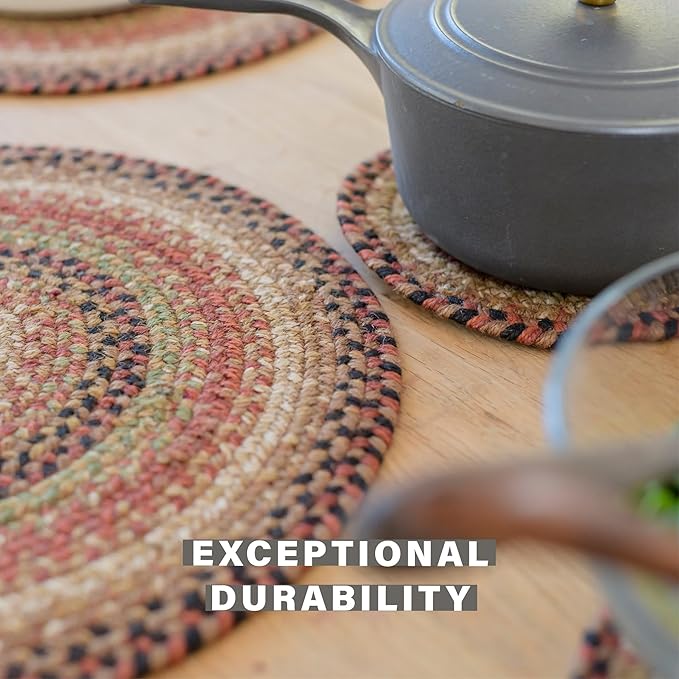 Homespice Gingerbread Braided Oval Table Runner, Warm Country Decor, Brown 11x36 - Jute Dining Table Accessories - Rich Colors, Easy to Clean, Durable and Protects Furniture