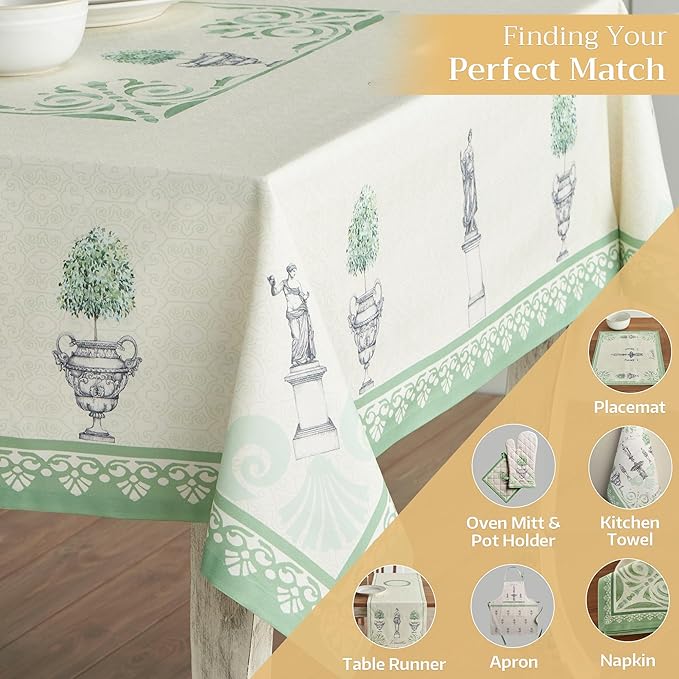 Maison d' Hermine Table Cloth Rectangle Table 100% Cotton 54 x 72 Inches Tablecloth Reusable Decorative for Dining Room, Farmhouse, Home, Party, Festive & Wedding Spring Summer - Jardin Du Roy