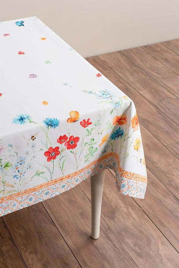 Maison d' Hermine Table Cloth Rectangle Table 100% Cotton 70 x 120 Inches Tablecloth Reusable Decorative for Dining Room Farmhouse Home Valentines Day Decorations Spring Summer - Summer Whisper