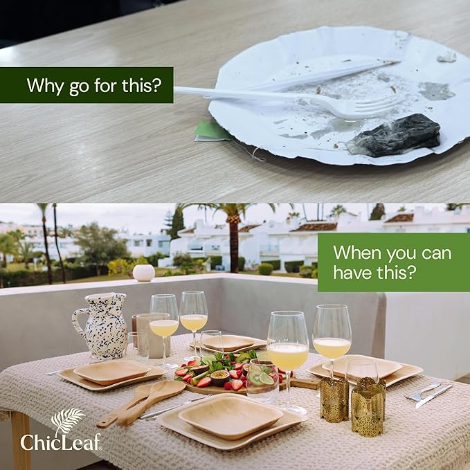 Chic Leaf Palm Leaf Bowls - Mini Disposable Bamboo Bowls - Small Plates & Dessert Cups for Party Events, Valentine's Day - Biodegradable & Compostable Party Supplies (6'' Round - 25 Pack)