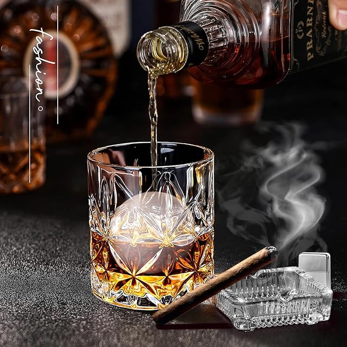 Crystal Whiskey Glass Set of 3 - Old Fashioned Bourbon Glasses, Perfect for Scotch and Cocktails (Style 1,3pcs)