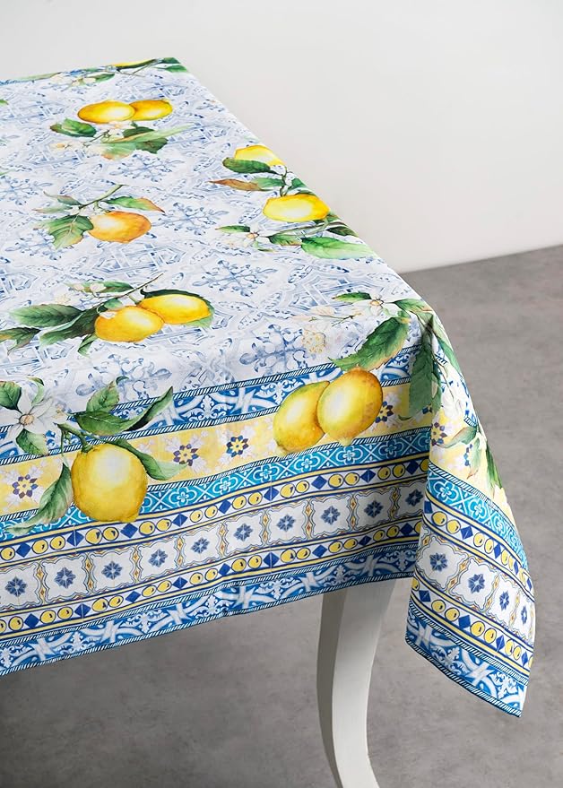 Maison d' Hermine Table Cloth Rectangle Table 100% Cotton 70 x 120 Inches Tablecloth Reusable Decorative for Dining Room Farmhouse Home Valentines Day Decorations Spring Summer - Citrus