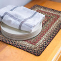 Homespice Gingerbread Premium Jute Braided Placemat Set of 4-10x15 Rectangular Multi Color Reversible, Natural Jute Yarn Rustic, Country, Primitive, Farmhouse Style