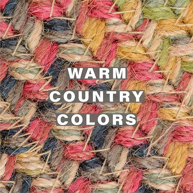 Homespice Kingston Jute Braided Placemats, Warm Country Decor, Set of 4, Multicolor 13x19 Oval Table Mats - Vibrant Colors, Durable, Easy to Clean and Protects Furniture