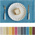 Softalker Faux Linen Placemats Set of 4-12 x 18 Inch, Heat Resistant Double Layered Durable Burlap Farmhouse Place Mats, Non-Slip Washable Rustic Table Mats for Dining, Kitchen, Party（Sky Blue