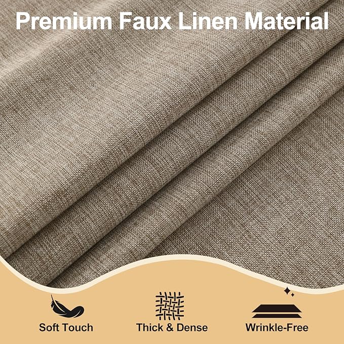 JIUZHEN Faux Linen Round Tablecloths 102 inch, Decorative Wrinkle Free Texture Rustic Circle Table Cloth Cover for Kitchen, Dining, Party, Wedding, Outdoor Use (102 Inch Round,Khaki)