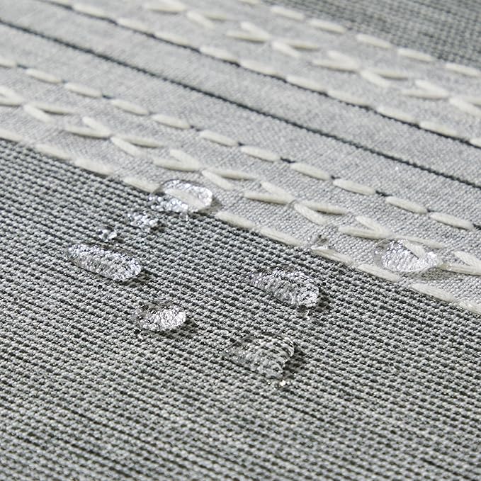 ZeeMart Contrast Linen Table Cloth Rectangle Table Cloths 60x84 Inch Mid-Stripe Grey, Farmhouse Style Heavy Weight Grey Tablecloth, Water Resistant Burlap Tablecloths