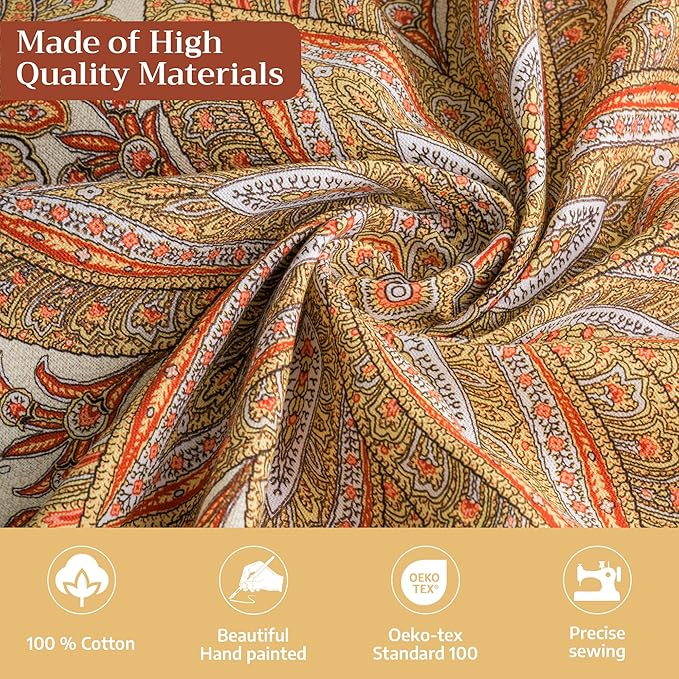 Maison d' Hermine Table Cloth Rectangle Table 100% Cotton 60 x 90 Inches Tablecloth Reusable Decorative Everyday Use for Dining Room, Farmhouse, Home, Party, Festive & Wedding - Kashmir Paisley