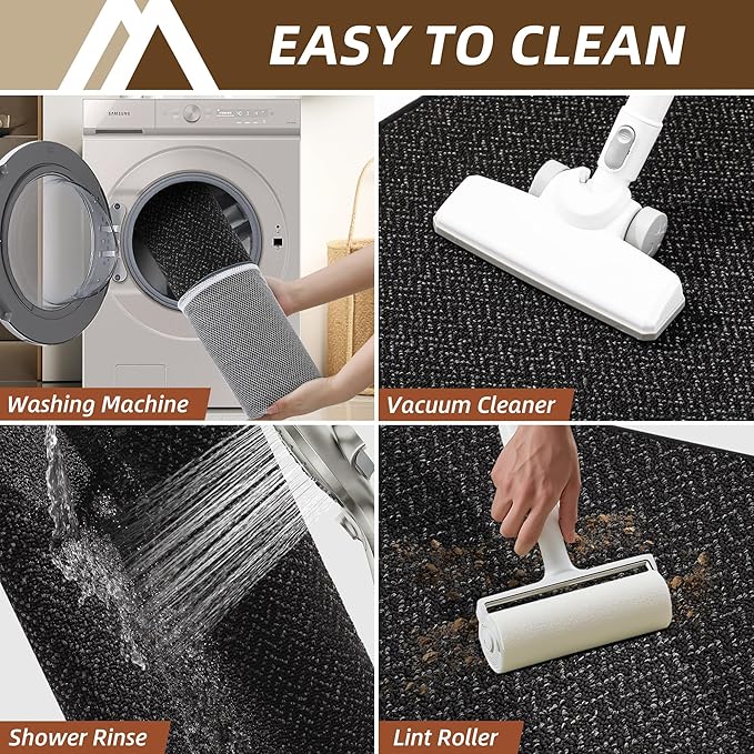 COSY HOMEER Kitchen Rugs 20"x32" Non-Slip Kitchen Mats for Floor Absorbent Stain Resistant Kitchen Floor Mat Machine Washable Rugs for Kitchen,Hallway,Sink,Black
