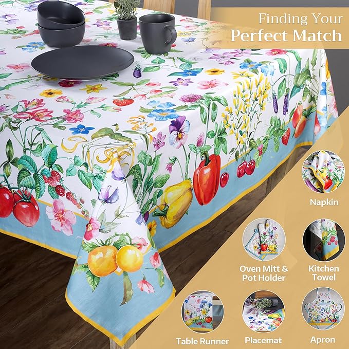Maison d' Hermine Table Cloth Rectangle Table 100% Cotton 54 x 72 Inches Tablecloth Reusable Decorative for Dining Room Farmhouse Home Valentines Day Decorations Spring Summer - Giverny