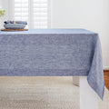 Solino Home Linen Cloth Tablecloth 52 x 52 Inch - 100% Pure Linen Chambray Indigo Square Tablecloth - Athena, Machine Washable Table Throw for Spring, Easter