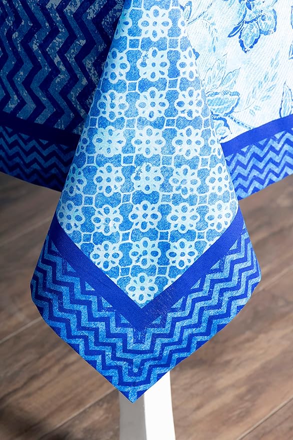 Maison d' Hermine Table Cloth Rectangle Table 100% Cotton 60 x 120 Inches Tablecloth Reusable Decorative for Dining Room Farmhouse Home Valentines Day Decorations Spring Summer - Indigo Love