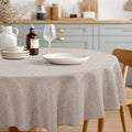 JIUZHEN Round Textured Table Cloth Linen Wrinkle Free Stain Resistant Farmhouse Decorative Circular Tablecloth for Kitchen, Dining, Party, Wedding, Outdoor Use (45 Inch Round,Stone)