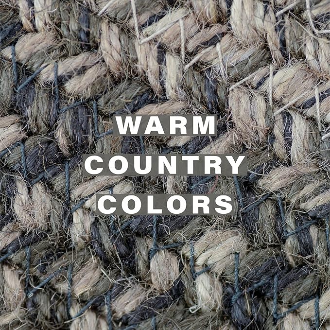 Homespice Flint Hill Round Braided Placemats, Warm Primitive Decor, Set of 2, 15", Grey Jute Table Mats - Vibrant Colors, Durable, Easy to Clean and Protects Furniture