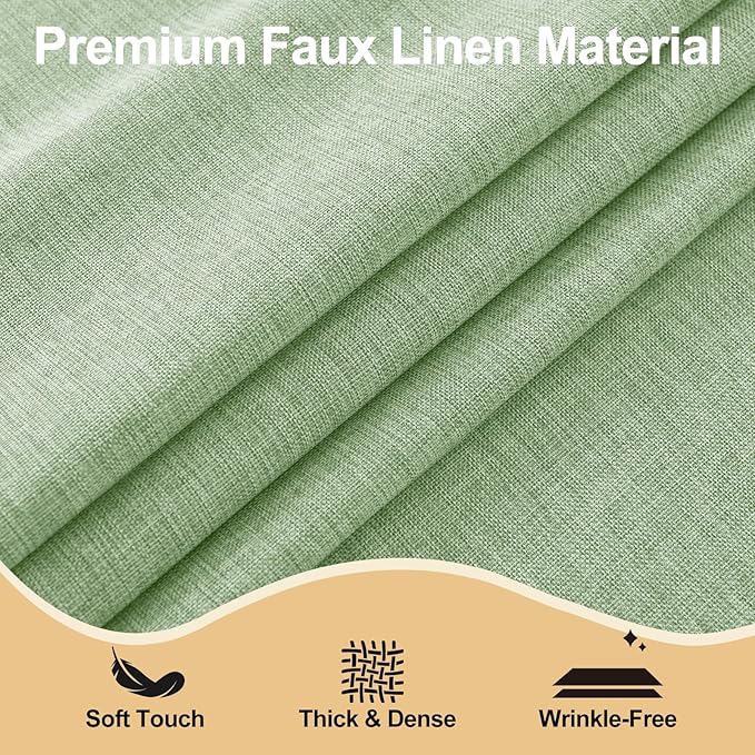 JIUZHEN Square Table Cloth Faux Linen Farmhouse Tablecloth Wrinkle and Stain Resistant Decorative Fabric Table Cover for Kitchen, Dining Room, Parties and Camping, Sage Green, 54 x 54 Inch